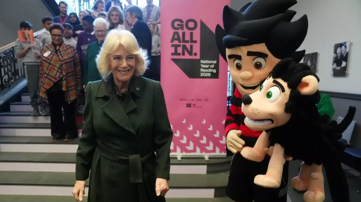 Queen Camilla meets Dennis the Menace at Edinburgh event