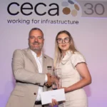 Gabriela receives the award from CECA Southern Chair, Kevin Valentine.